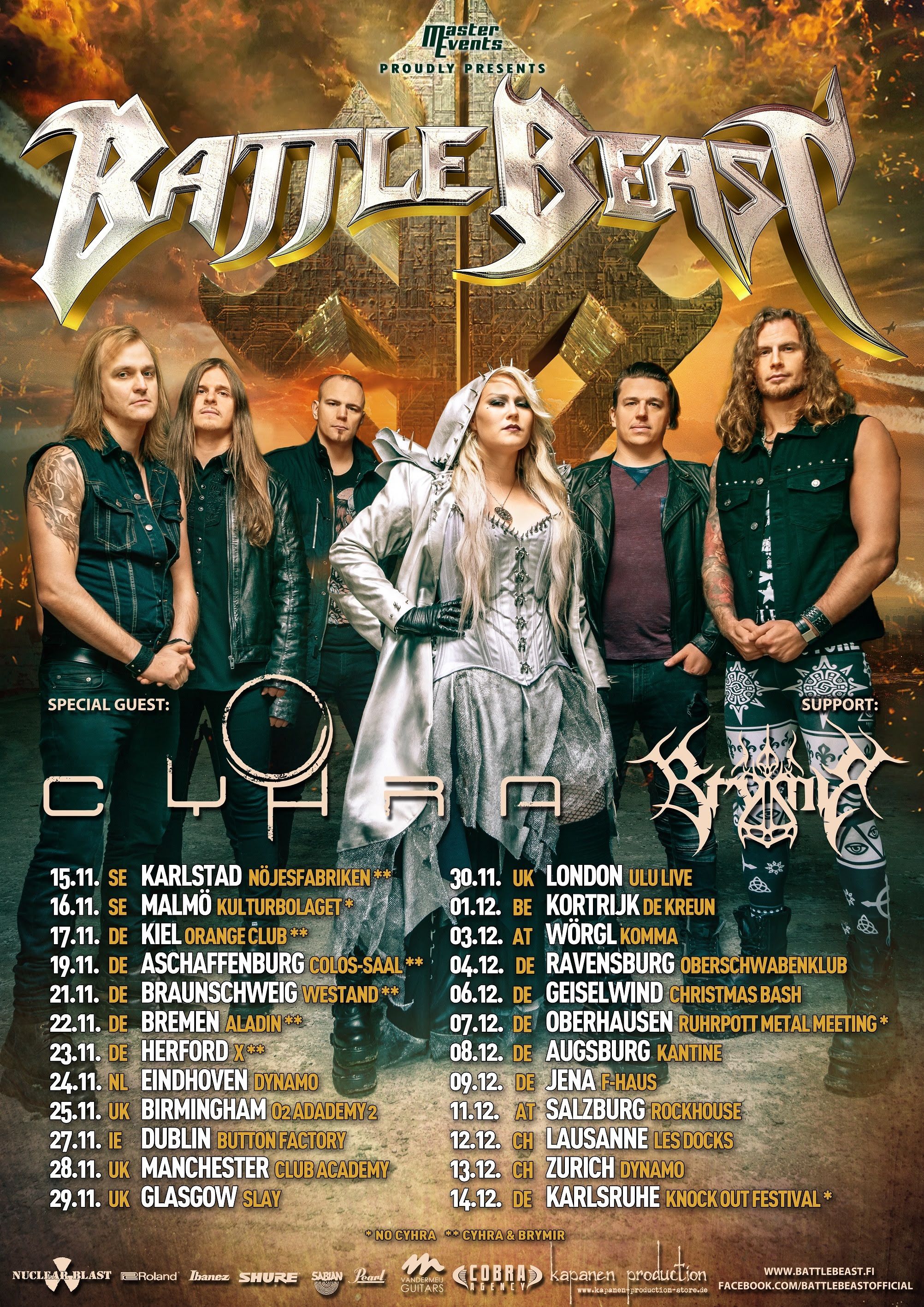BATTLE BEAST – announce support acts for second part of their “No More Hollywood Endings” European tour