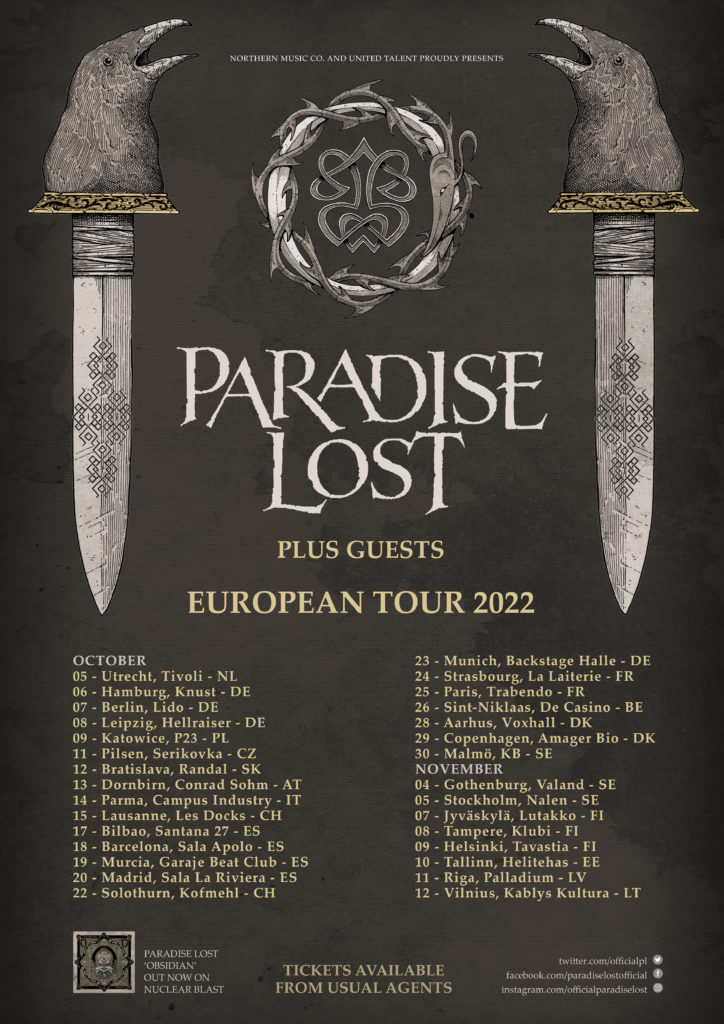 paradise lost european tour 2022